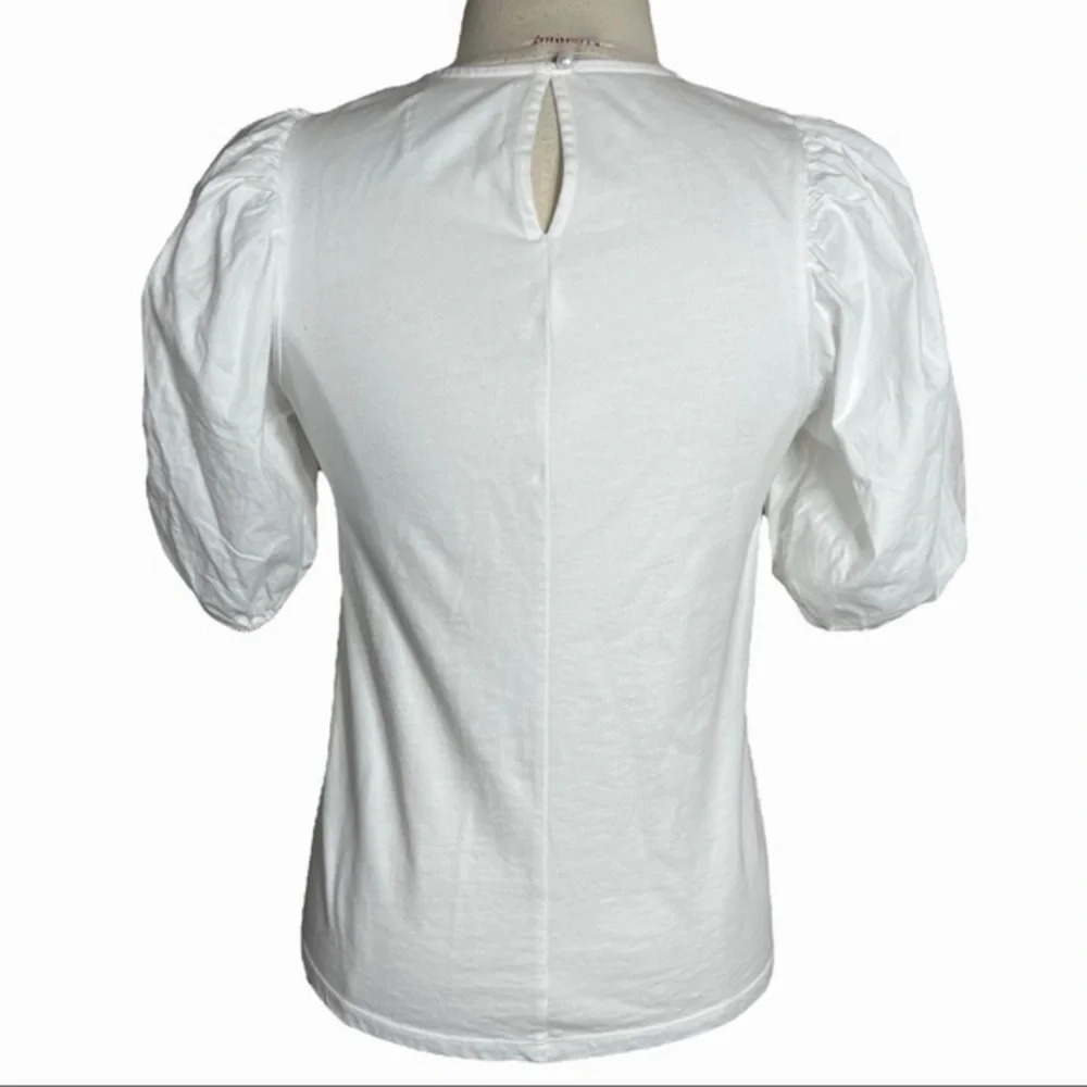 Velvet by Graham & Spencer for Anthropologie Miki Puff Sleeve White Top XS - Picture 4 of 10